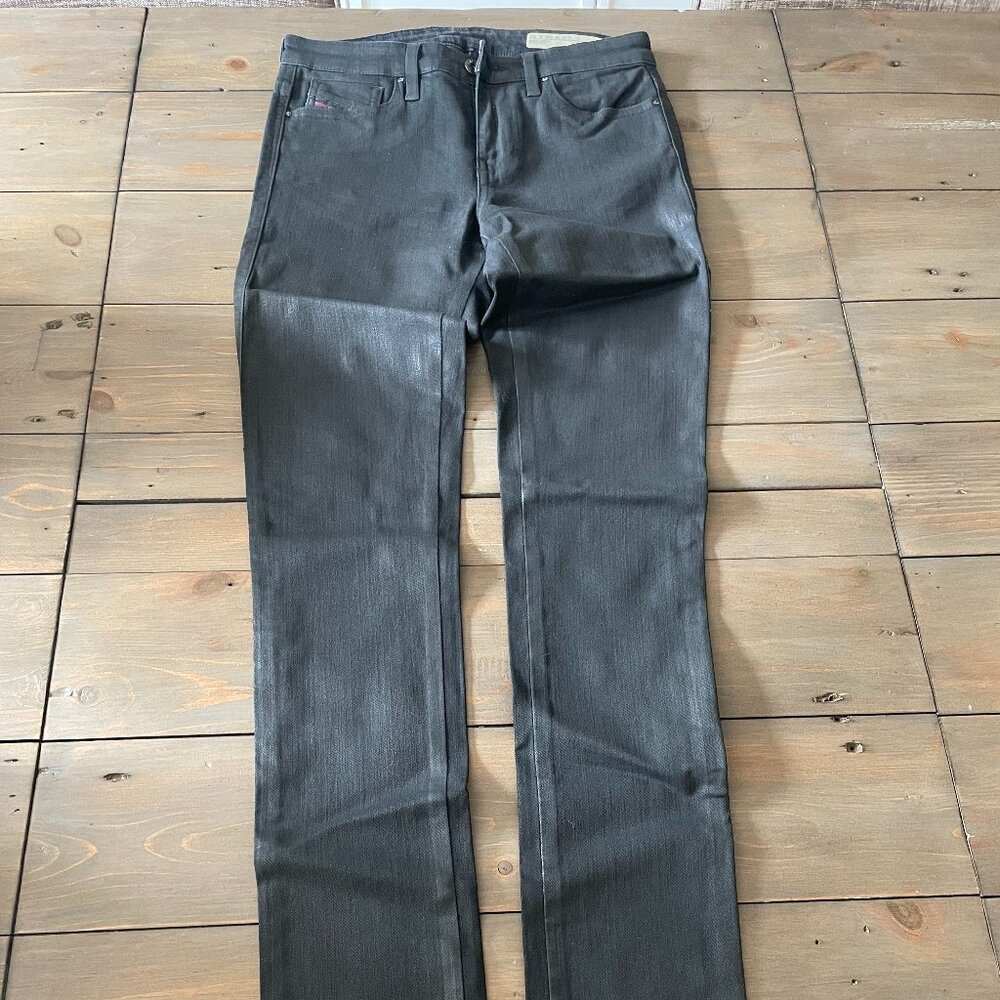 "Diesel" straight/skinny Jean Waxed Denim Black Jeans